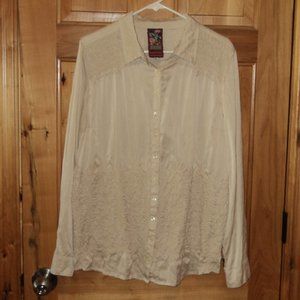 johnny was silk embroidered button up top